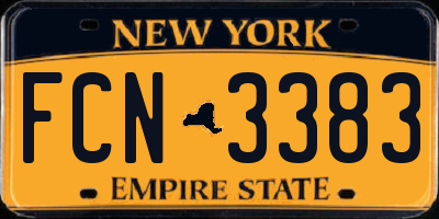 NY license plate FCN3383