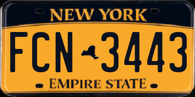 NY license plate FCN3443