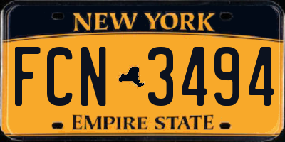 NY license plate FCN3494