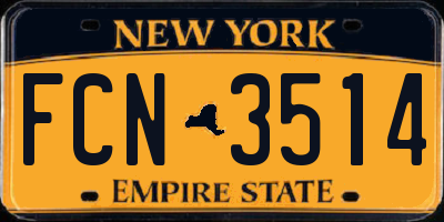 NY license plate FCN3514