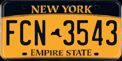 NY license plate FCN3543