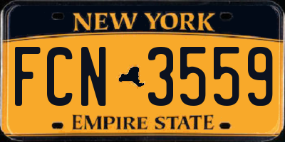 NY license plate FCN3559