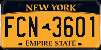 NY license plate FCN3601