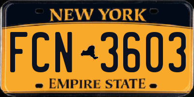 NY license plate FCN3603