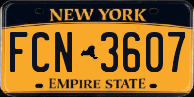 NY license plate FCN3607