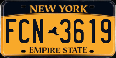NY license plate FCN3619