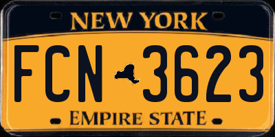 NY license plate FCN3623