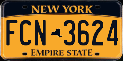 NY license plate FCN3624