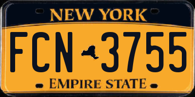 NY license plate FCN3755