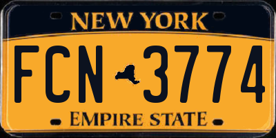 NY license plate FCN3774