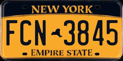 NY license plate FCN3845