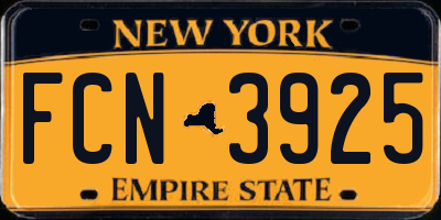 NY license plate FCN3925