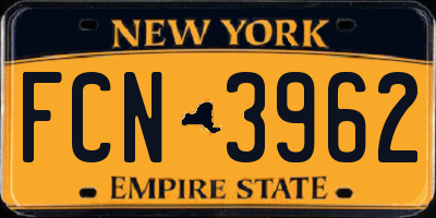 NY license plate FCN3962