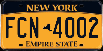 NY license plate FCN4002
