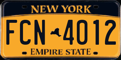 NY license plate FCN4012
