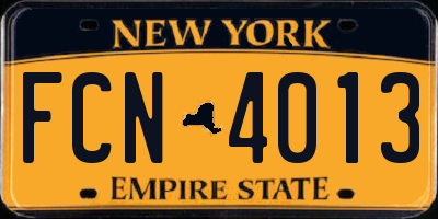 NY license plate FCN4013