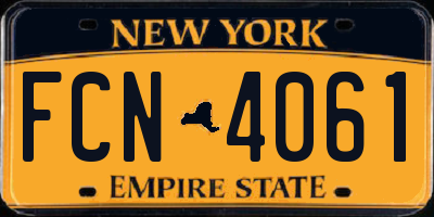 NY license plate FCN4061