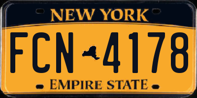 NY license plate FCN4178