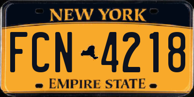 NY license plate FCN4218