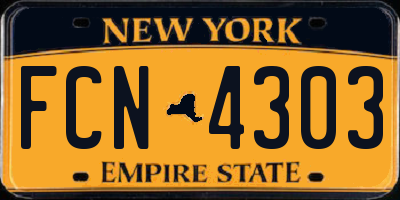 NY license plate FCN4303