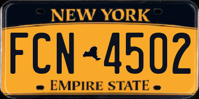 NY license plate FCN4502