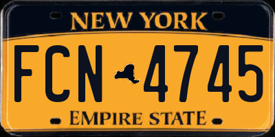 NY license plate FCN4745