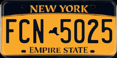 NY license plate FCN5025