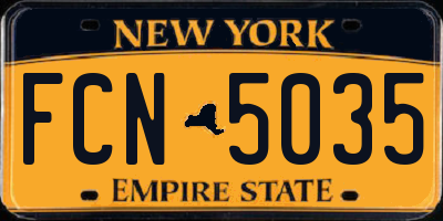 NY license plate FCN5035