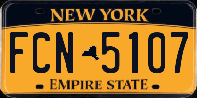 NY license plate FCN5107