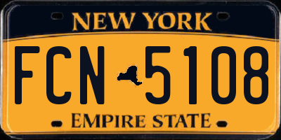 NY license plate FCN5108