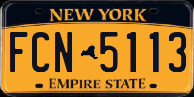 NY license plate FCN5113