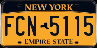 NY license plate FCN5115
