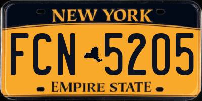 NY license plate FCN5205