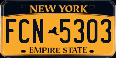 NY license plate FCN5303