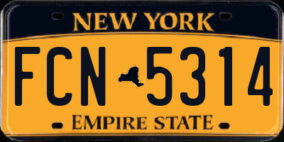 NY license plate FCN5314