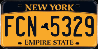 NY license plate FCN5329