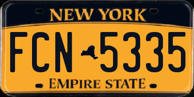 NY license plate FCN5335