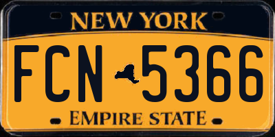 NY license plate FCN5366