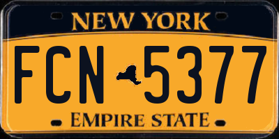 NY license plate FCN5377