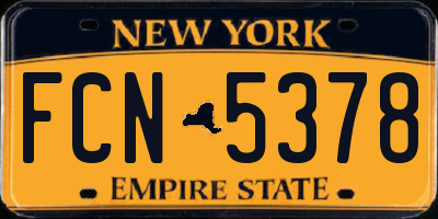 NY license plate FCN5378