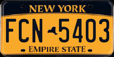 NY license plate FCN5403