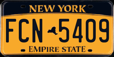 NY license plate FCN5409