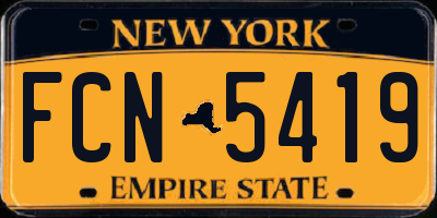 NY license plate FCN5419