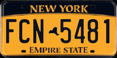 NY license plate FCN5481