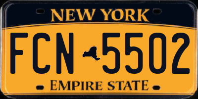 NY license plate FCN5502