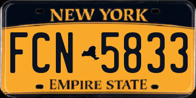 NY license plate FCN5833