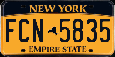 NY license plate FCN5835