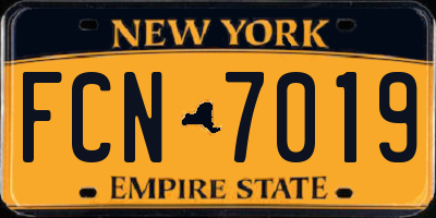 NY license plate FCN7019