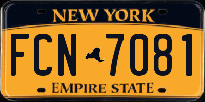 NY license plate FCN7081
