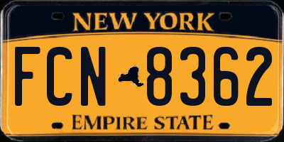NY license plate FCN8362